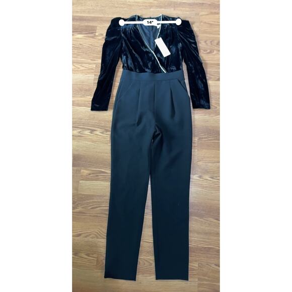 Veronica beard black Cleo Embellished Velvet Jumpsuit size 6 - Picture 6 of 14